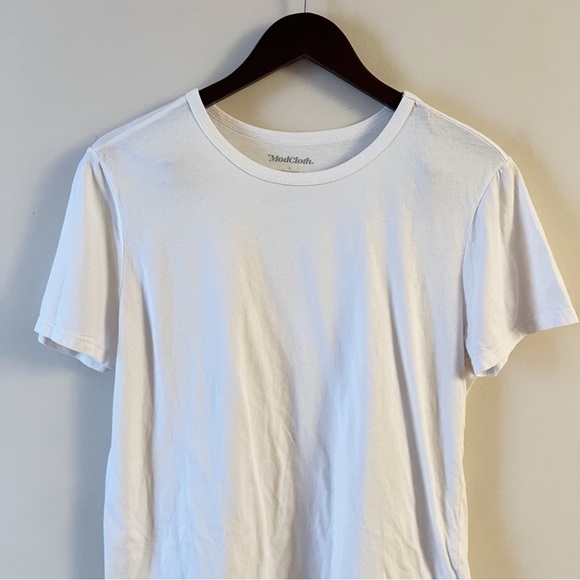 Modcloth White Short Sleeves Crew Neck Tee Size Large Cotton - Picture 2 of 7